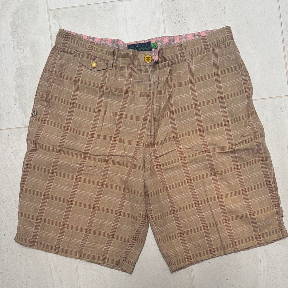 Five Four Brown Plaid Men's Shorts 36